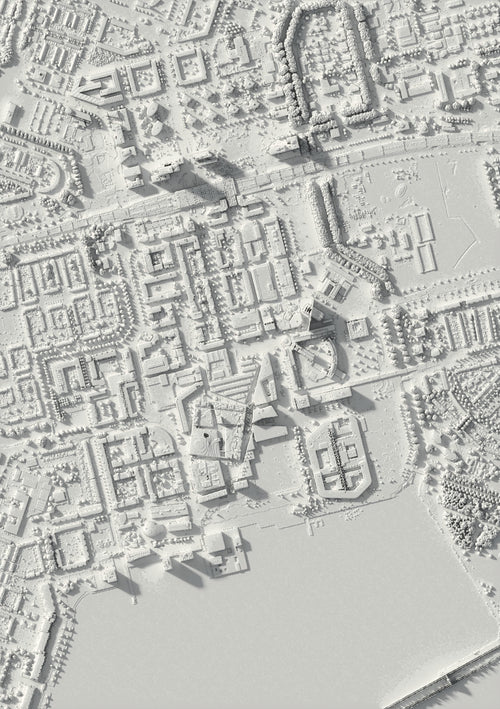 3D relief map of Almere, seen from above (3D render)