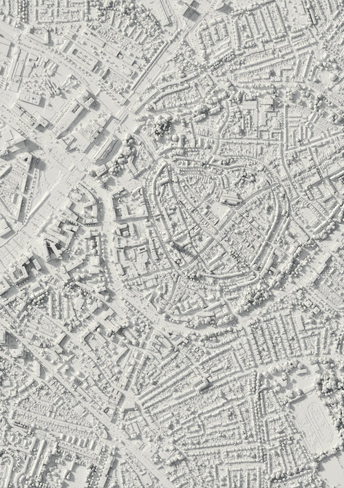 3D relief map of Amersfoort, seen from above (3D render)