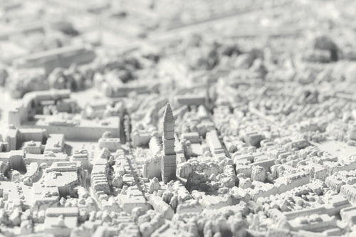 Close-up of the 3D-printed map of Amersfoort, with visible print layers (3D render)