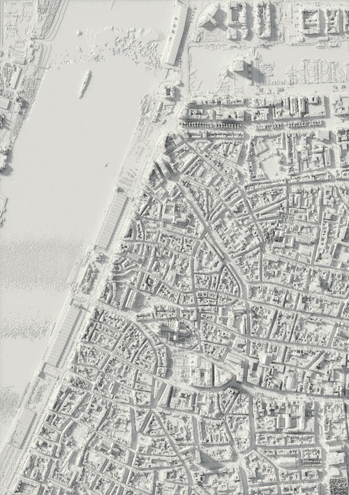 3D relief map of Antwerpen, seen from above (3D render)