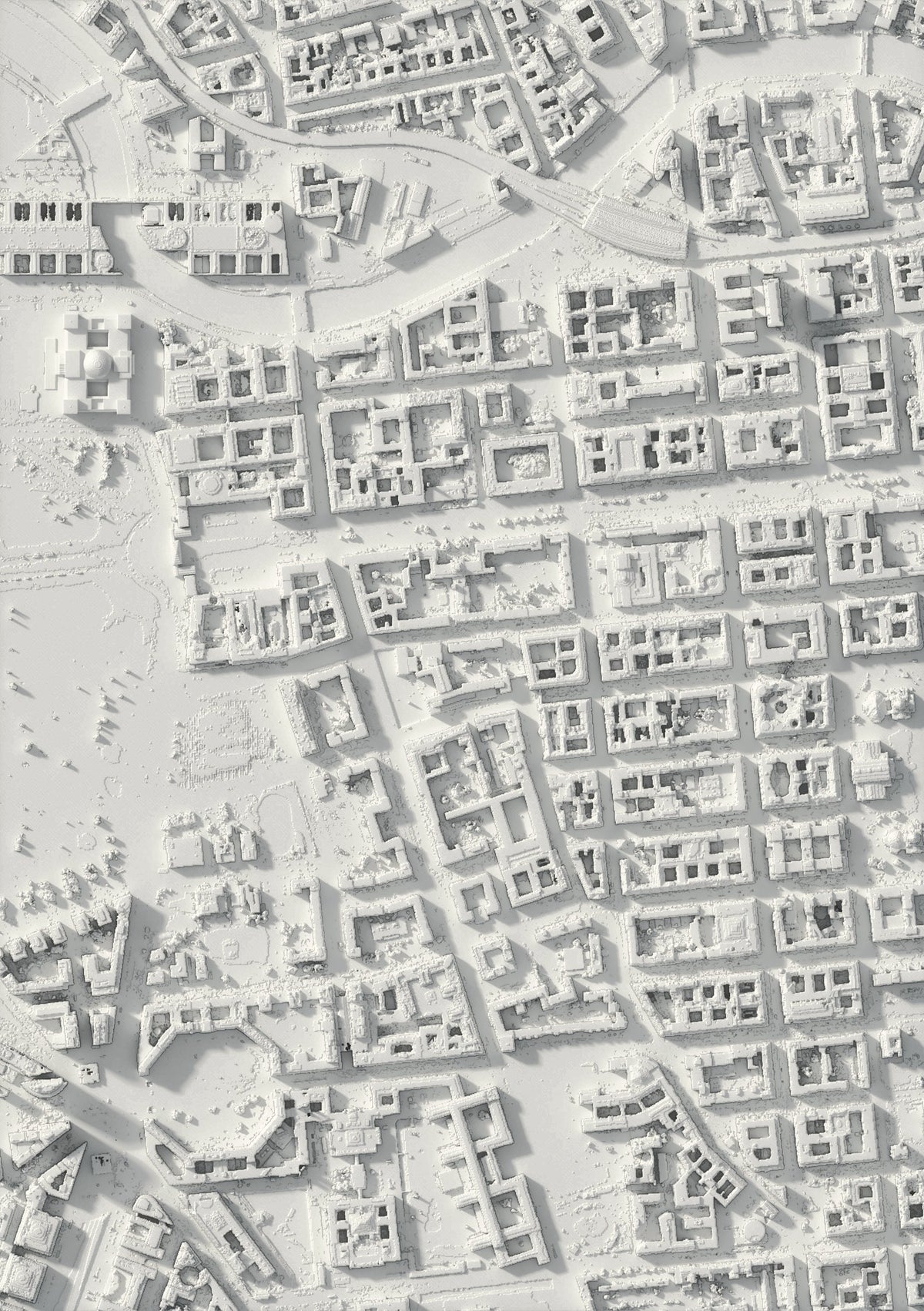3D-reliëfkaart van Berlijn, van bovenaf gezien (3D-render)