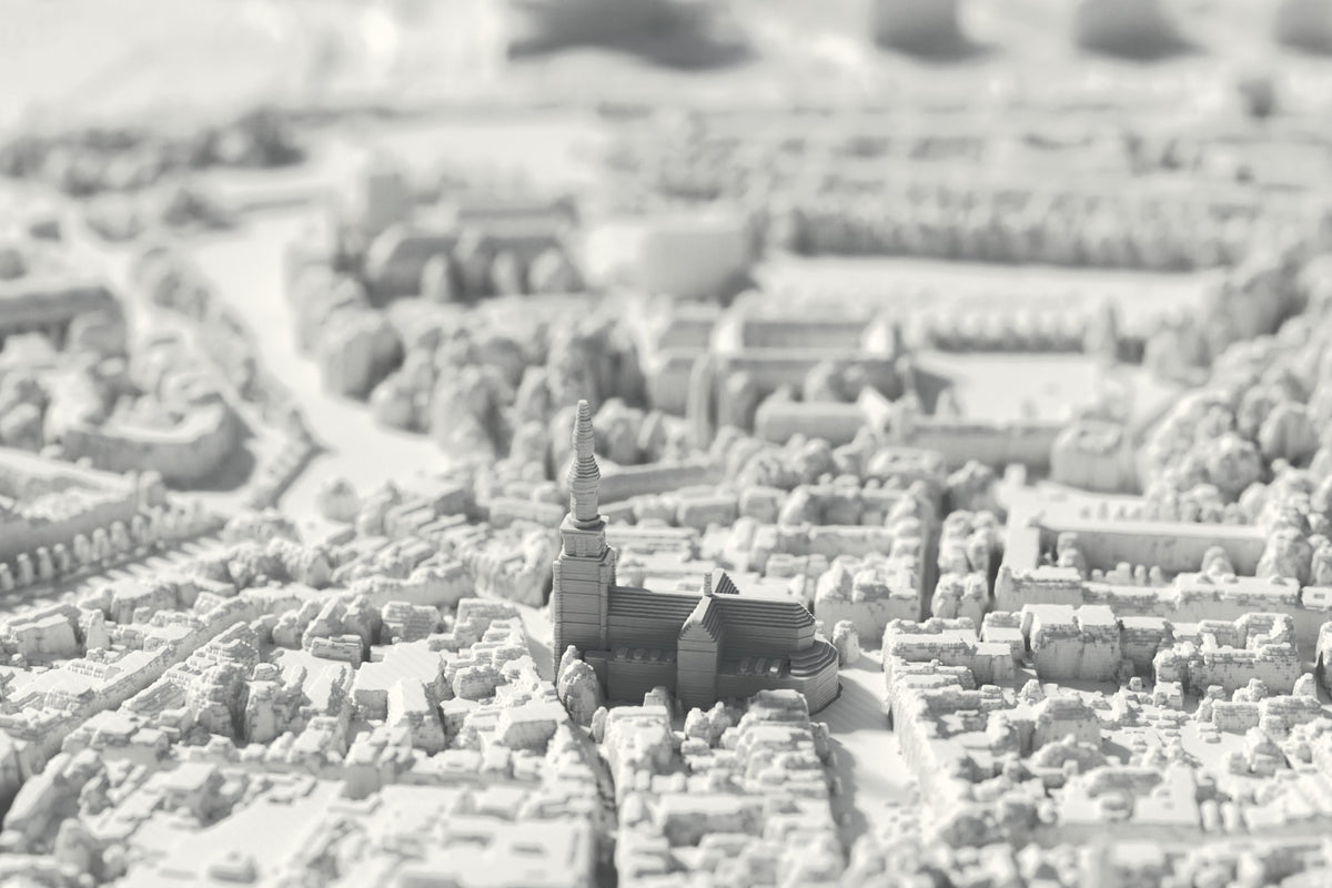 Close-up van de 3D-geprinte kaart van Breda, met zichtbare printlagen (3D-render)