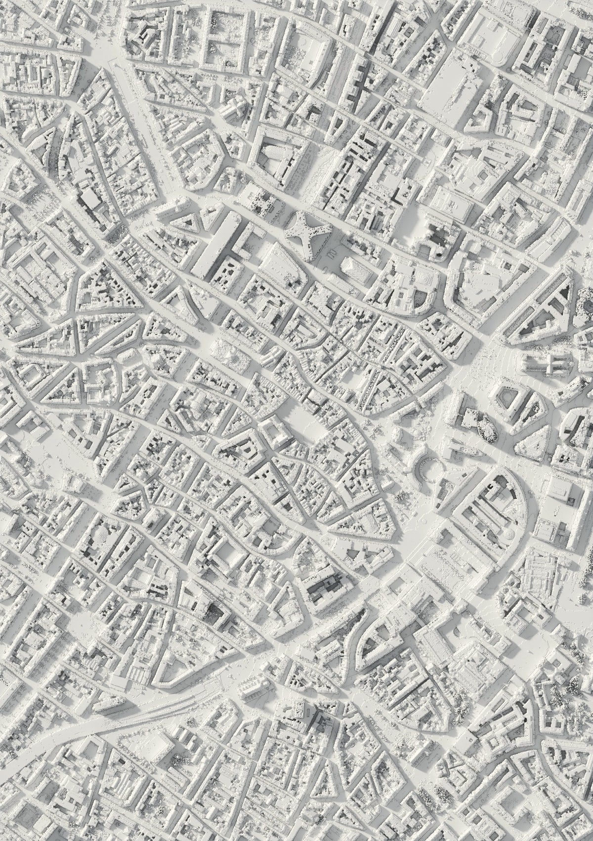 3D-reliëfkaart van Brussel, van bovenaf gezien (3D-render)