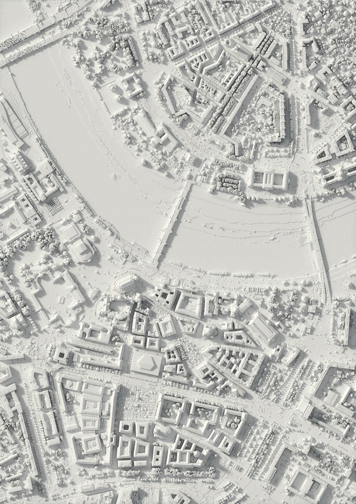 3D-reliëfkaart van Dresden, van bovenaf gezien (3D-render)