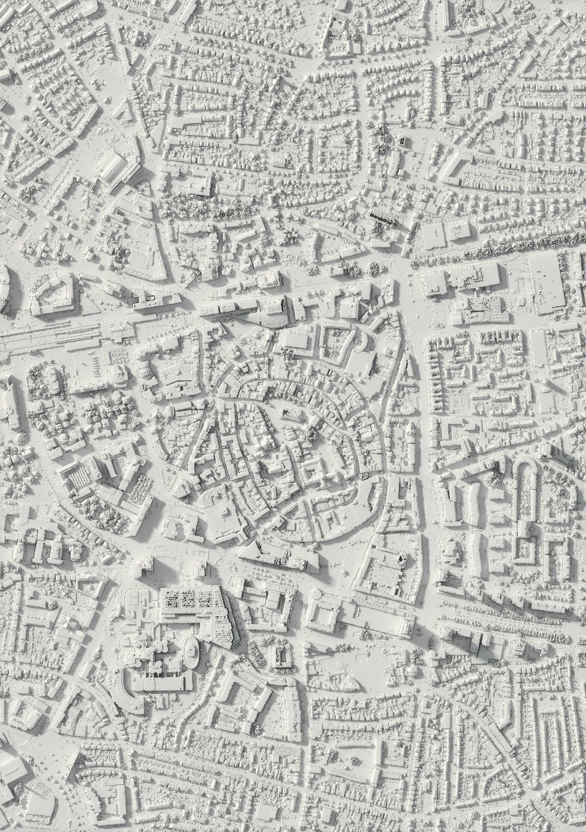 3D relief map of Enschede, seen from above (3D render)