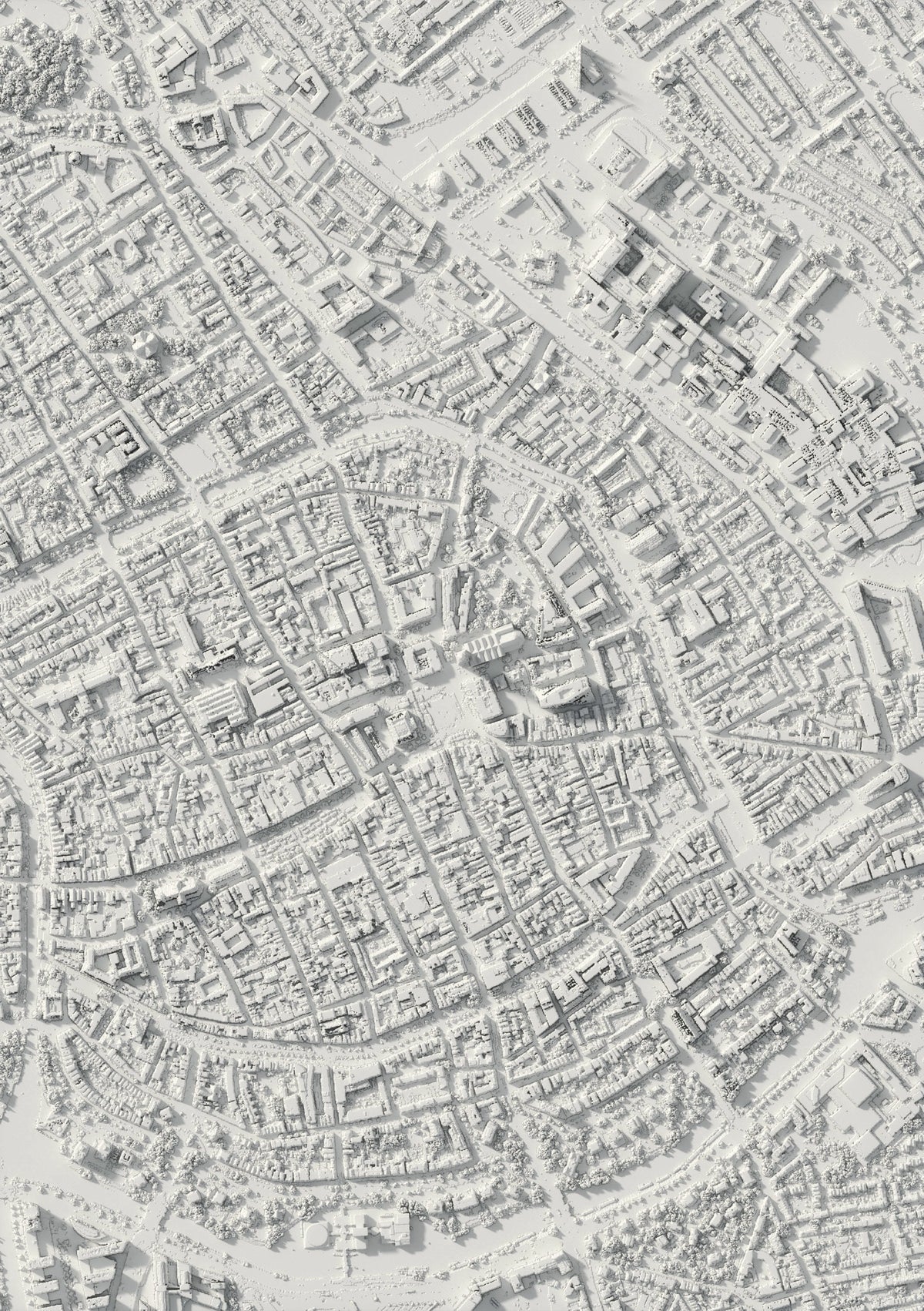 3D relief map of Groningen, seen from above (3D render)