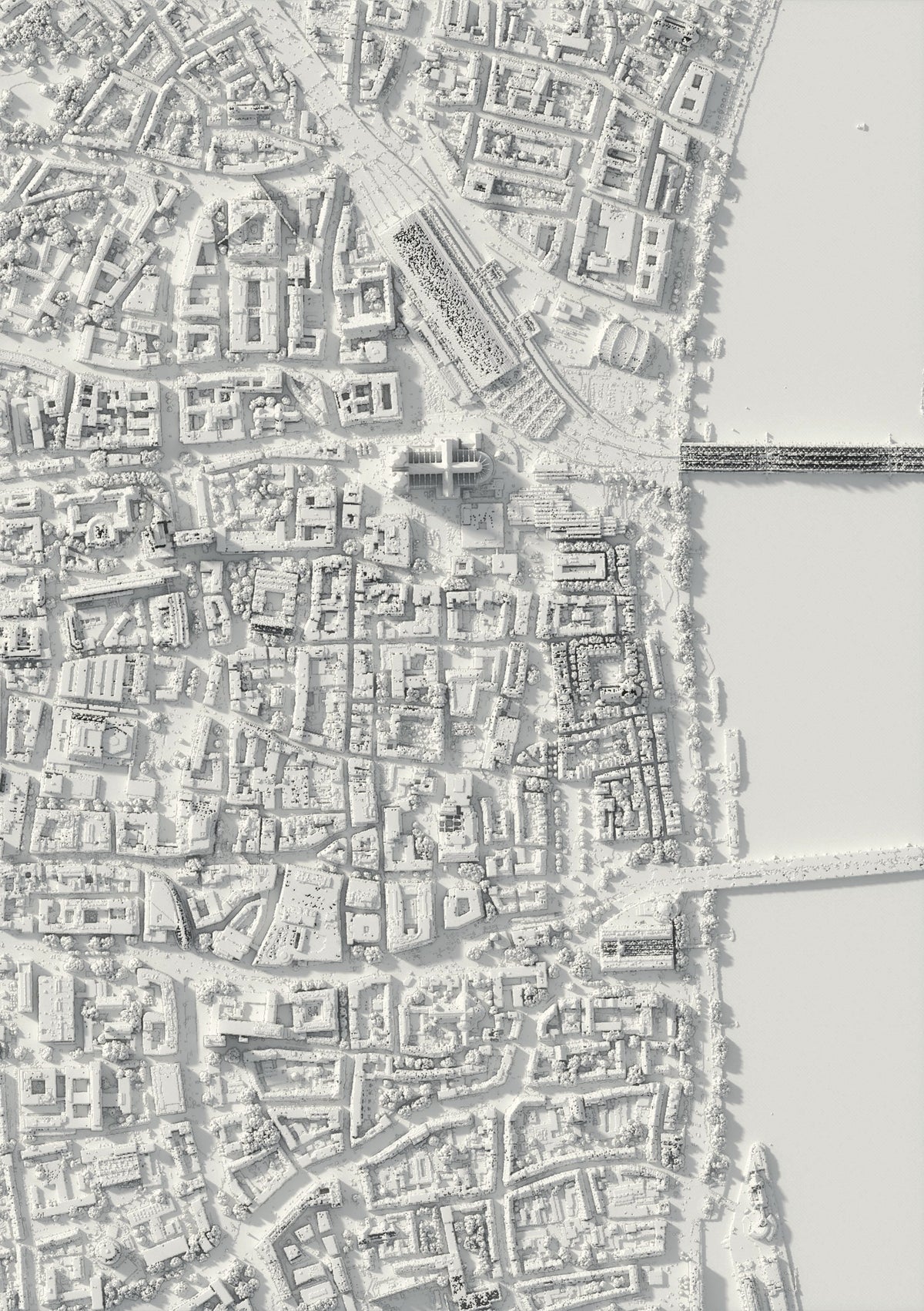 3D relief map of Keulen, seen from above (3D render)