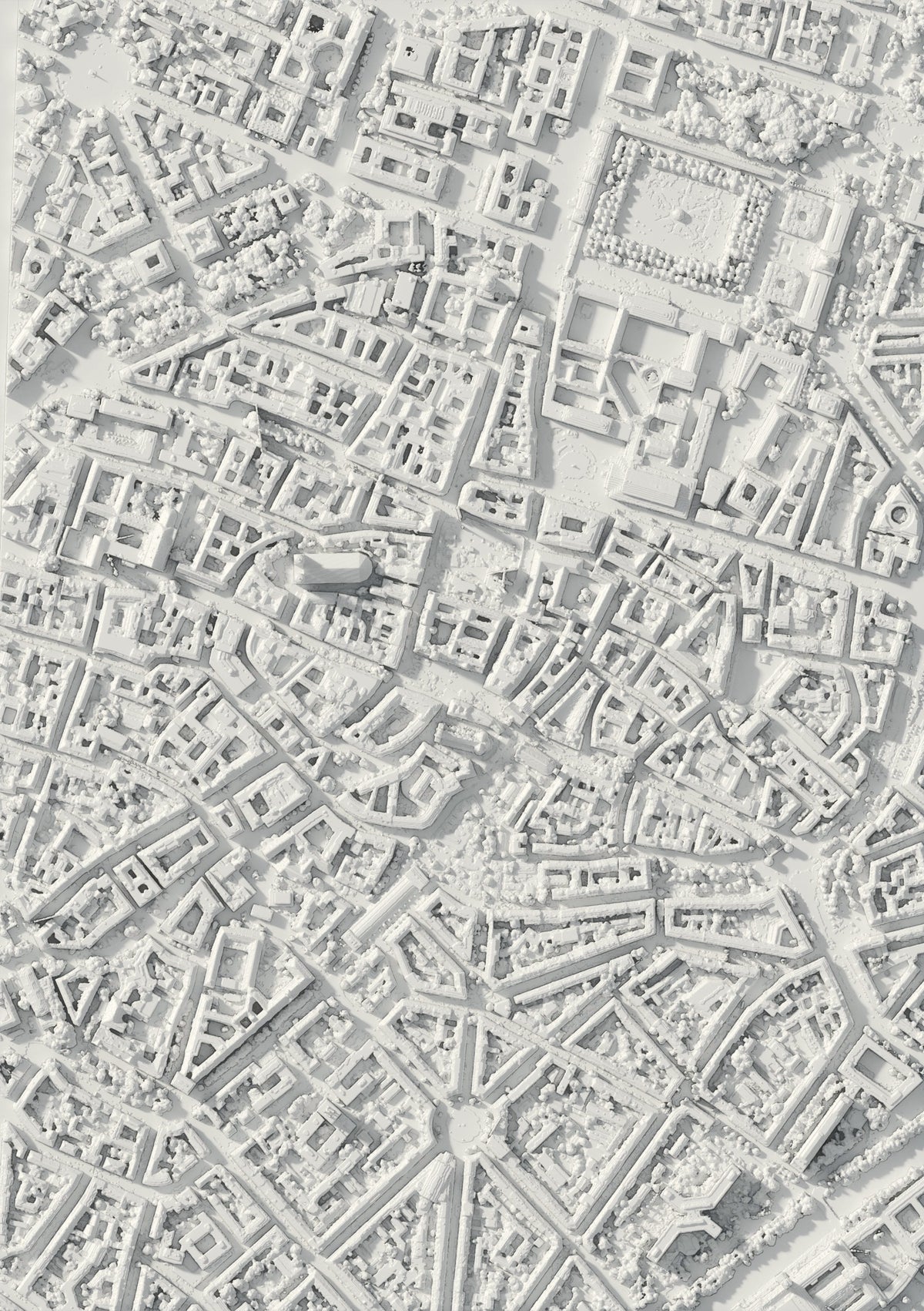 3D relief map of München, seen from above (3D render)