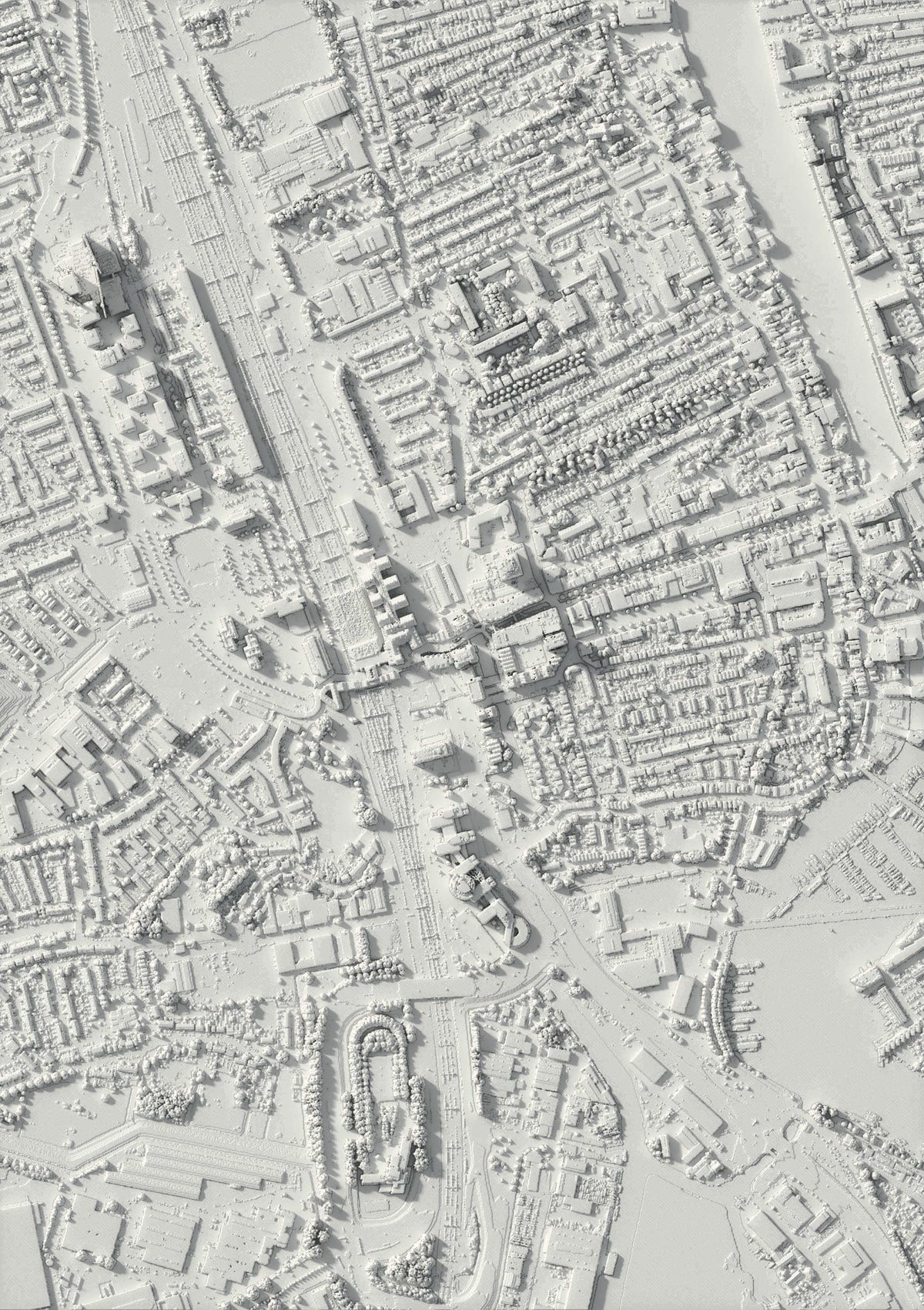 3D relief map of Zaandam, seen from above (3D render)